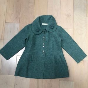 Anntarah teal green soft thin warm alpaca wool girls coat jacket